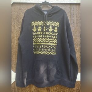 Ethos Bodyrok Christmas Graphic Black Hoodie Mens 2XL